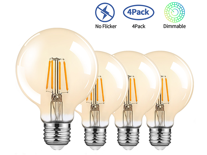 TopLeder G80 Edison Light Bulbs 4W 4 Pack