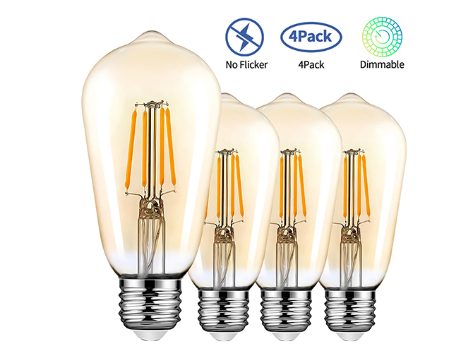 TopLeder E27 Edison Light Bulbs 6W 4 Pack